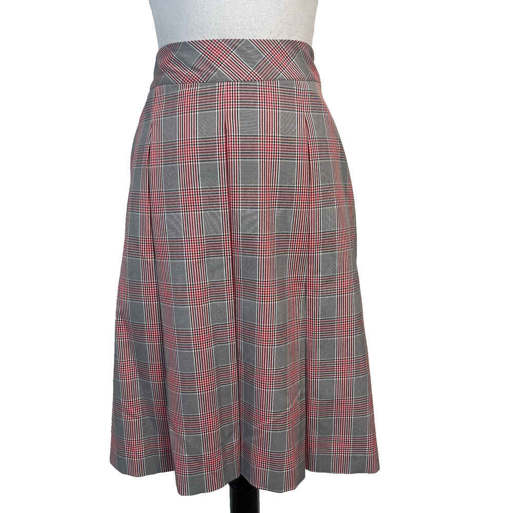 Brooks Brothers Skirt size 6 Red Black Plaid Knee Pleated Career Preppy Suit